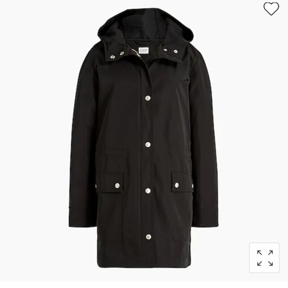 - J. Crew Black Raincoat NWT Rain Jacket Long Midi Length XXS